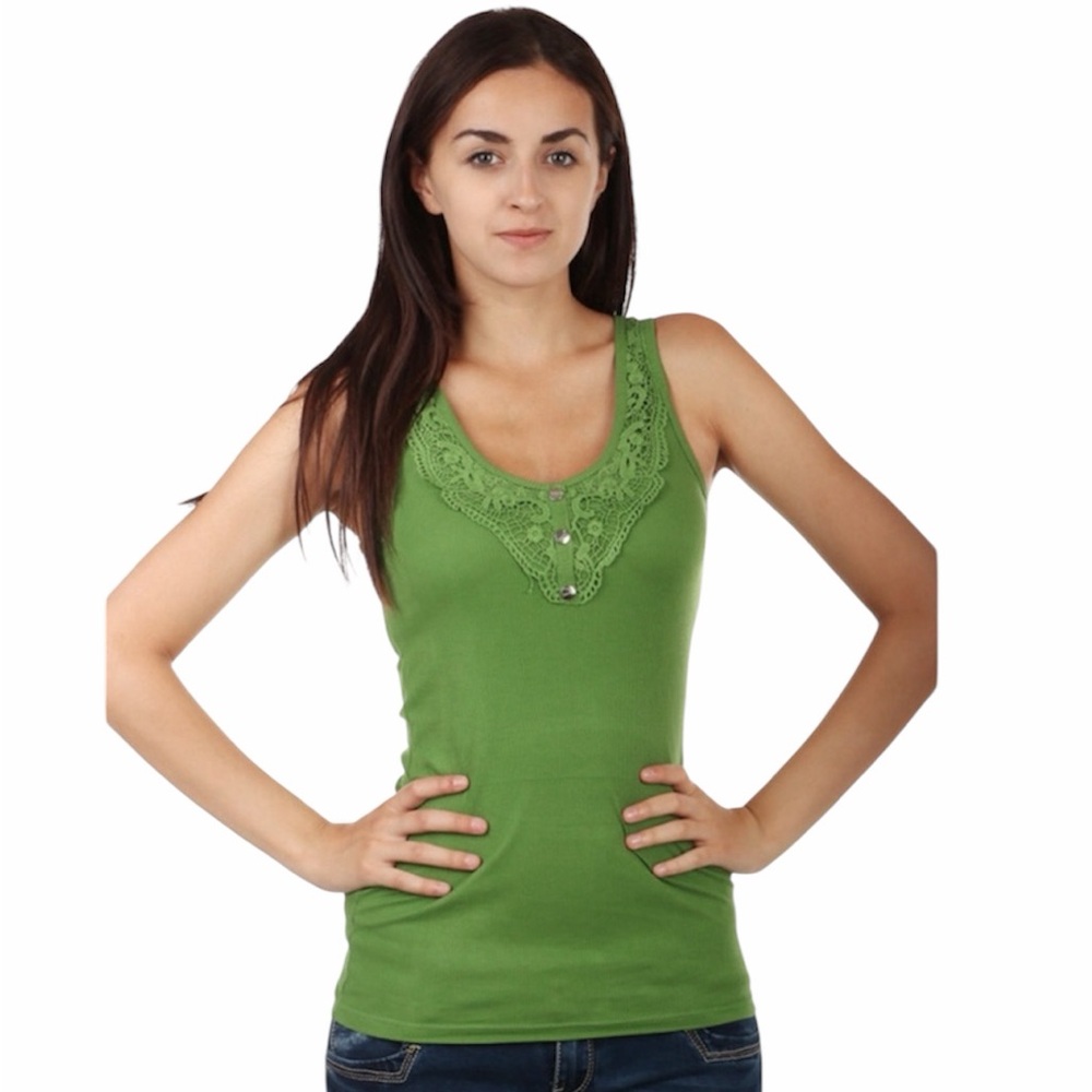 Y2K Vintage 90’S LADY HATHAWAY Fairy core Green Beaded Tank Top Size XL Women’s